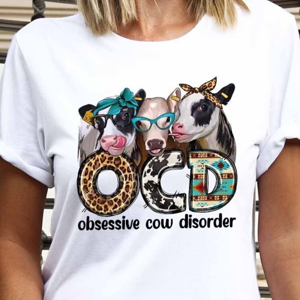 Funny Cow Shirt Farm Graphic Tees Obsessive Cow Disorder Shirt